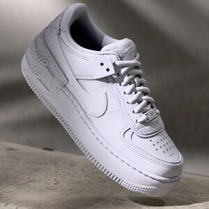 Nike All-White Air Force 1 Shadow Sneakers - Used